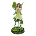 thumbnail image 2 of Green Shamrock Lucky Clovers Spring Garden Fairy With Striped Leggings Figurine, 2 of 10