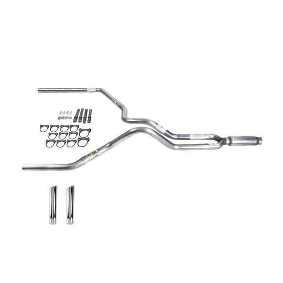 Truck Exhaust Kits - DIY dual exhaust system 2.5 SS pipe Glass Pack muffler RW Tip
