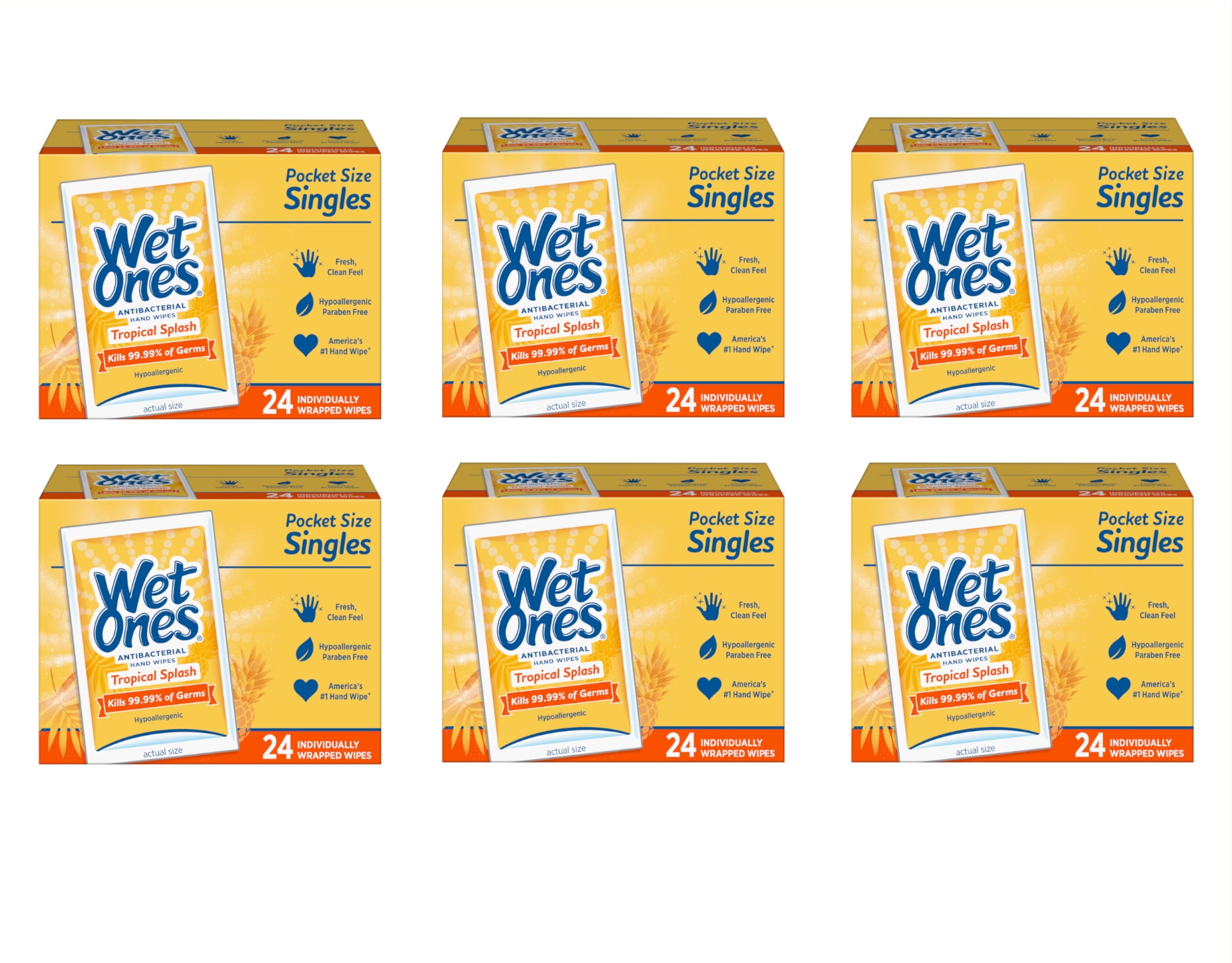 Wet Ones Antibacterial Hand And Face Wipes, Citrus Scent, Singles 24