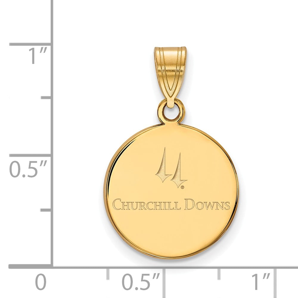 925 Sterling Silver Yellow Gold-Plated Official Churchill Downs Medium Enameled Disc Pendant Charm 22mm x 15mm 