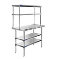thumbnail image 2 of 14" x 24" Stainless Steel Work Table With 2 Shelves | 12" Wide Double Tier Overshelf | Metal Kitchen Prep Table & Shelving Combo, 2 of 6