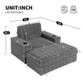thumbnail image 2 of 42" Oversized Chaise Lounge Chair Indoor,Upholstered Accent Chair Armchair with Storage Ottoman and Cup Holders, Reading Couch with Deep Seat for Living Room,Bedroom,Gray, 2 of 13