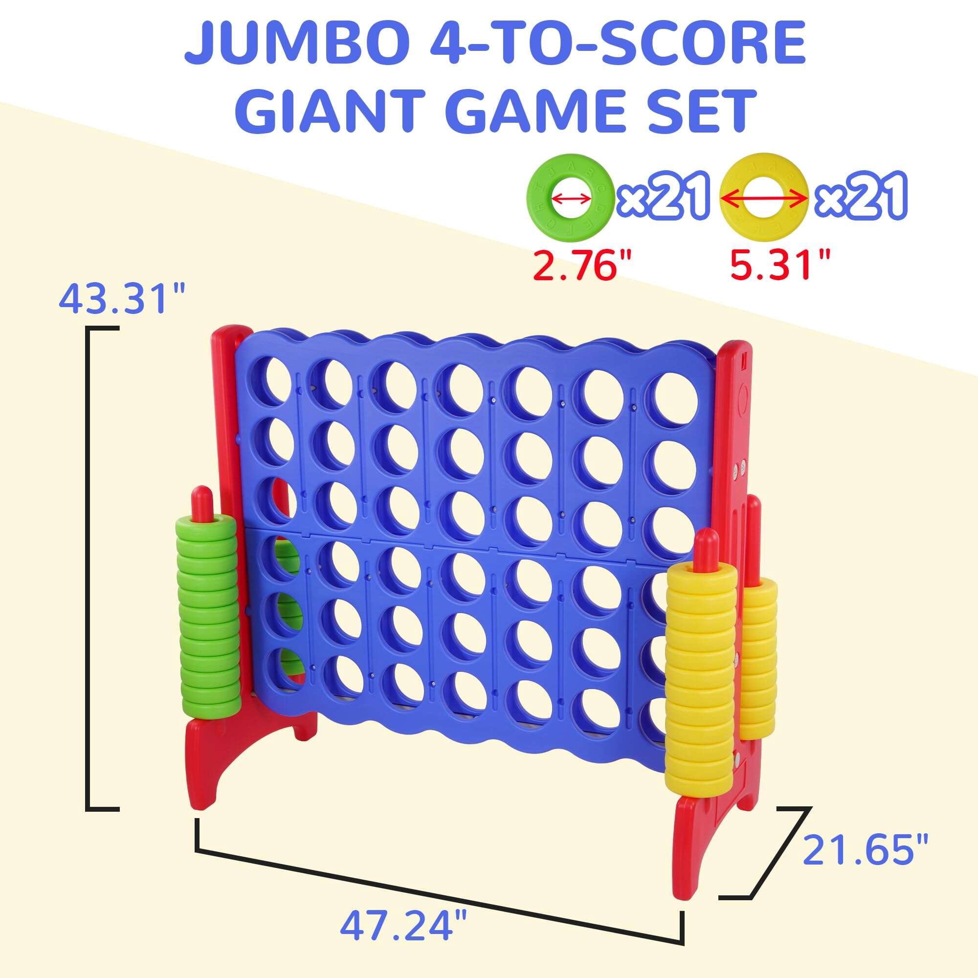 Giant 4-to-Score Game Set, 4-in-A-Row Jumbo with 42 Jumbo Rings & Quick-Release Slide, 3.6FT Tall Indoor & Outdoor Yard Family Connect Game, Large-1