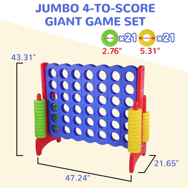 AUGESTER Giant 4-in-a-Row Game Set – Jumbo Connect 4 With Basketball Hoop & Toss Rings, Outdoor/Indoor Family Game