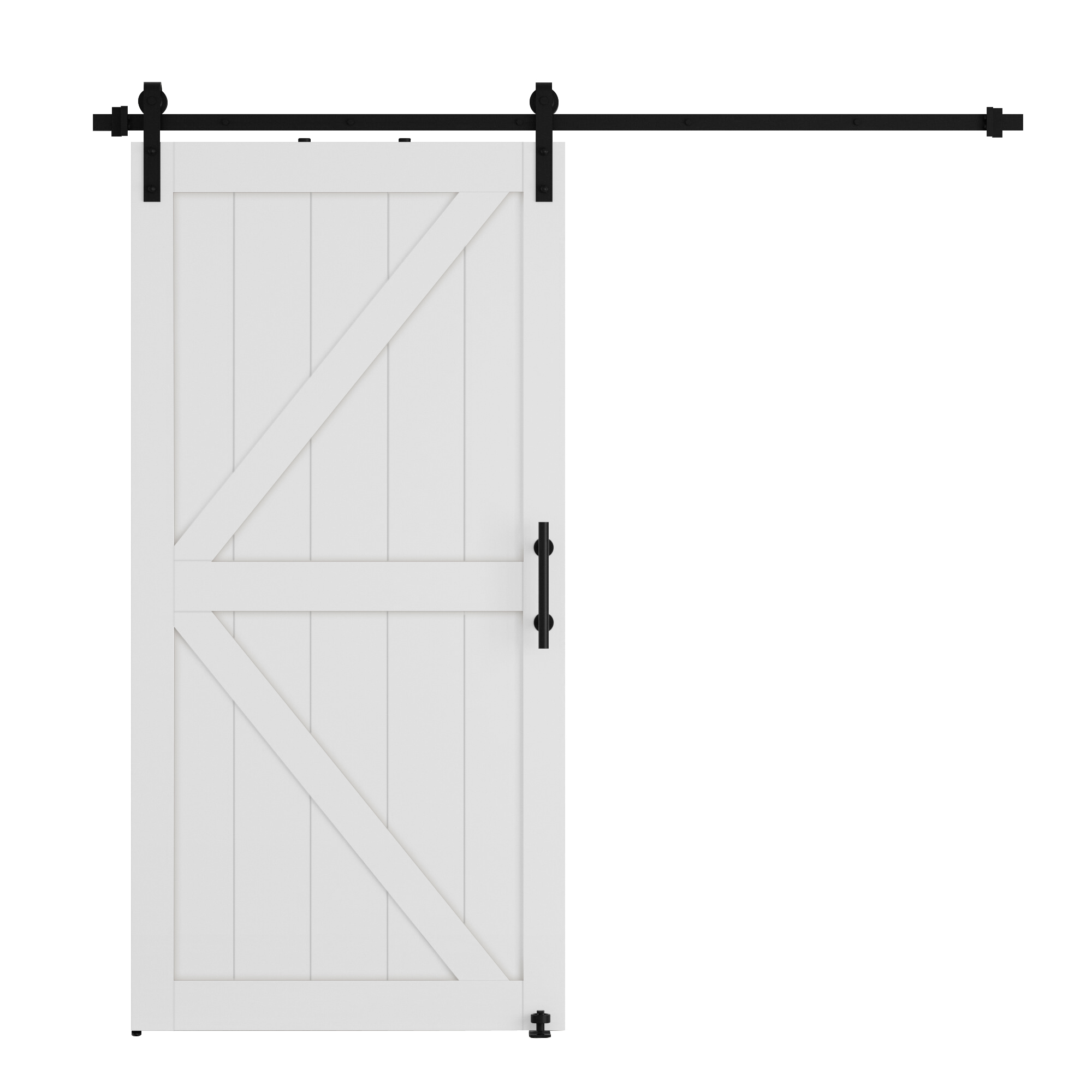 Miniyam 34 x 84 in Sliding Barn Door with Hardware Kit & Handle, Easy DIY Install, K-Frame, White