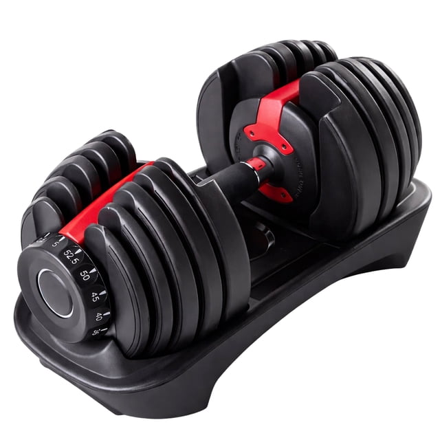 Mancuerna Ajustable X-Rush ( 2.5 a 24 kg) con Sistema de Dial Rápido y Base