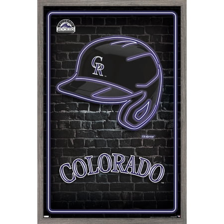 MLB Colorado Rockies – Neon Helmet 23 Wall Poster 14.725 x 22.375 Framed