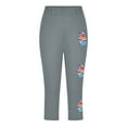 thumbnail image 5 of ZACPNCV Girls Capri Leggings Independence Day Print High Waist Kids Leggings Athletic Sports Workout Dance Tights Cropped Pants Gray 8-9 Years, 5 of 9
