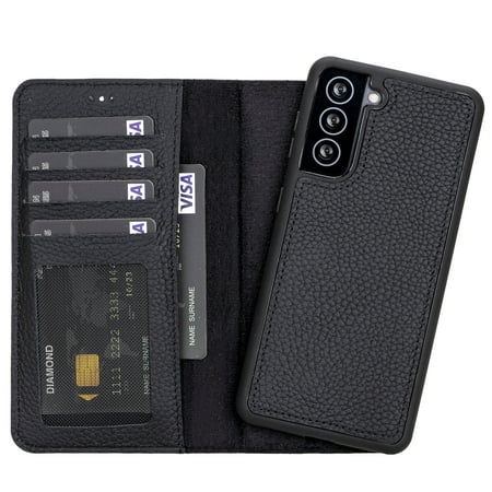 Samsung Galaxy S21 Detachable Handcrafted Full Grain Leather Wallet Case