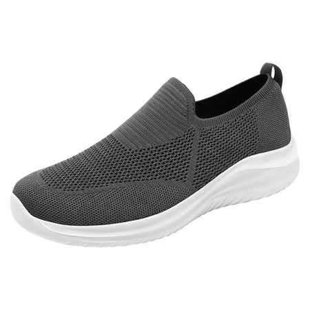 Yindaity Mens Walking Shoes Men s Slip-on Sneakers Wide Width Comfort Walking Shoes Casual Flats (Dark Gray 8.5)