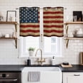 thumbnail image 2 of Vintage American Flag Kitchen Curtains Small Short 39 Inch Length, Retro USA Flag Blue Red Grommet Top Bedroom Living Room Curtains, Light Filtering Cafe Curtain Drapes 2 Panels Set 55''x39'', 2 of 9