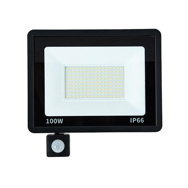 LED Induction Floodlight, Outdoor Courtyard Security Light with Adjustable Motion Sensor, Ultra Thin Square Design, IP66 Waterproof, AC220V, 30W/100W