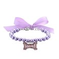 thumbnail image 2 of Imitation Pearl Pet Necklace with Rhinestone Heart for Small Dogs and Cats, Cute Bow Jewelry Neck Chain Accessory for Party, PurpleS, 2 of 4