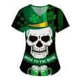 thumbnail image 3 of Fashion Tees for Womens Holiday Scrub Tops St. Patrick's Day Print Short Sleeve V Neck Tops Nursing Working Uniform, 3 of 4