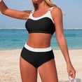 thumbnail image 4 of WMTBSRSW Women's High Waisted Bikini Sets Sporty Push up Front Twist V Neck Bathing Suit Color Block Adaustable Starap Back Lace Up Swim Suit Two Piece Swimsuit Swimwear Black2 X-Large, 4 of 7