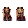 thumbnail image 4 of Minnieouse Camisa con cuello en V, jersey para mujer, blusa plisada con estampado Floral, camiseta para banquete de baile, accesorios superiores de moda de Prendas para la parte del cuerpo Vino rojo S Minnieouse AP009589-09, 4 of 6