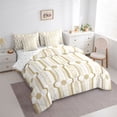 thumbnail image 3 of Manfei Abstract Honeycomb Hexagon Twin Bedding Sets 7-Piece for Teens Boys Girls,Minimalist Geometric Bedding Comforter Set Microfiber,Mid Century Stripes Breathable Sheet Sets, 3 of 8