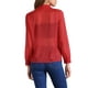thumbnail image 3 of CAMISA MESH TRANSPARENTE DE CUELLO PUNTA PARA MUJERES INSPIRAR CHIC DE MANGA LARGA Y BOTONES EN ROJO, 3 of 6