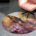 thumbnail image 2 of 5ft Wildflowers Butterfly Washable Circular Carpet And Anti Slip Carpet Are Suitable for Bedrooms, Bathrooms, Entrances, Children's Rooms, Offices, And University Dormitories, 2 of 5
