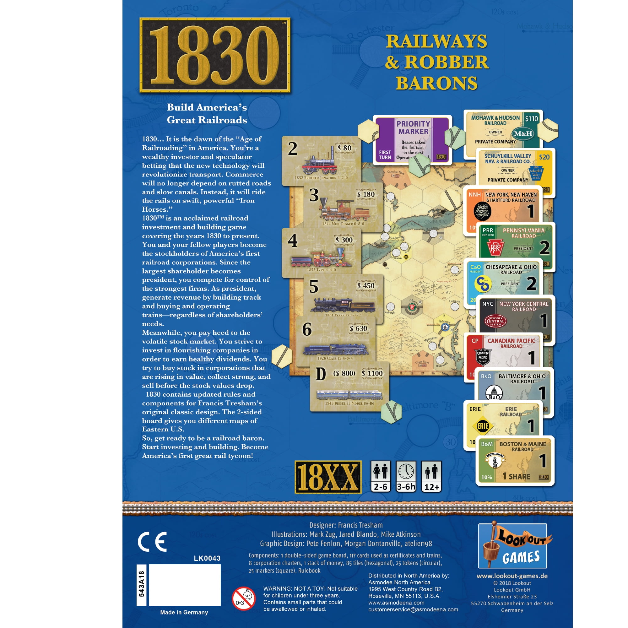 1830 - Railways & Robber Barons Revised Edition Strategy Board Game for  ages 12 and up, from Asmodee