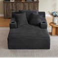 thumbnail image 5 of VEPXXP 66" Oversized Chaise Lounge Chair, Boneless Corduroy Lounge Chair with Cup Holders Side Pockets Pillows, Cozy Reading Sofa Bed Sleeper Couch for Living Room, No Assembly, Dark Grey, 5 of 6