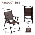 thumbnail image 3 of TBKLEY 2pcs Patio Folding Sling Back Chair with Armrests, Portable Metal Outdoor Chairs for Indoor Outdoor Garden Poolside Yard, Brown, 3 of 7