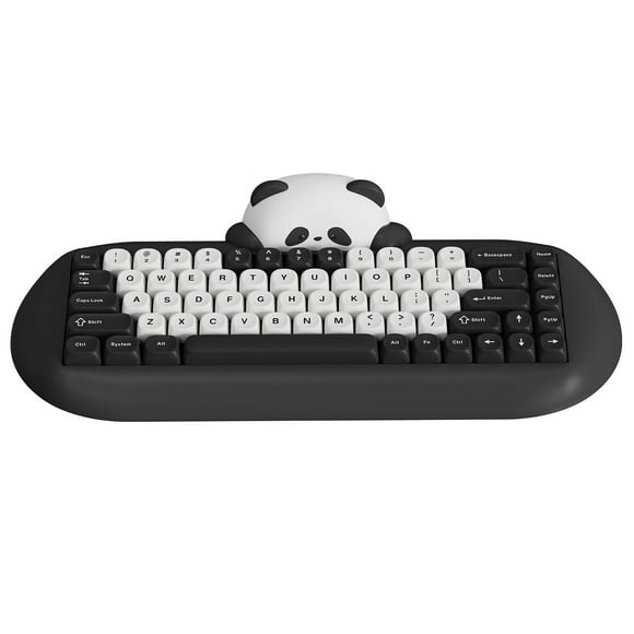 YUNZII C68 Panda Wireless Mechanical Gaming Keyboard, 68 Keys Cute Layout with PBT Keycaps,RGB Backlit, Hot Swappable,Creamy Switches,BT5.0/2.4G/Wired for Win/Mac(Panda Switch,Black)