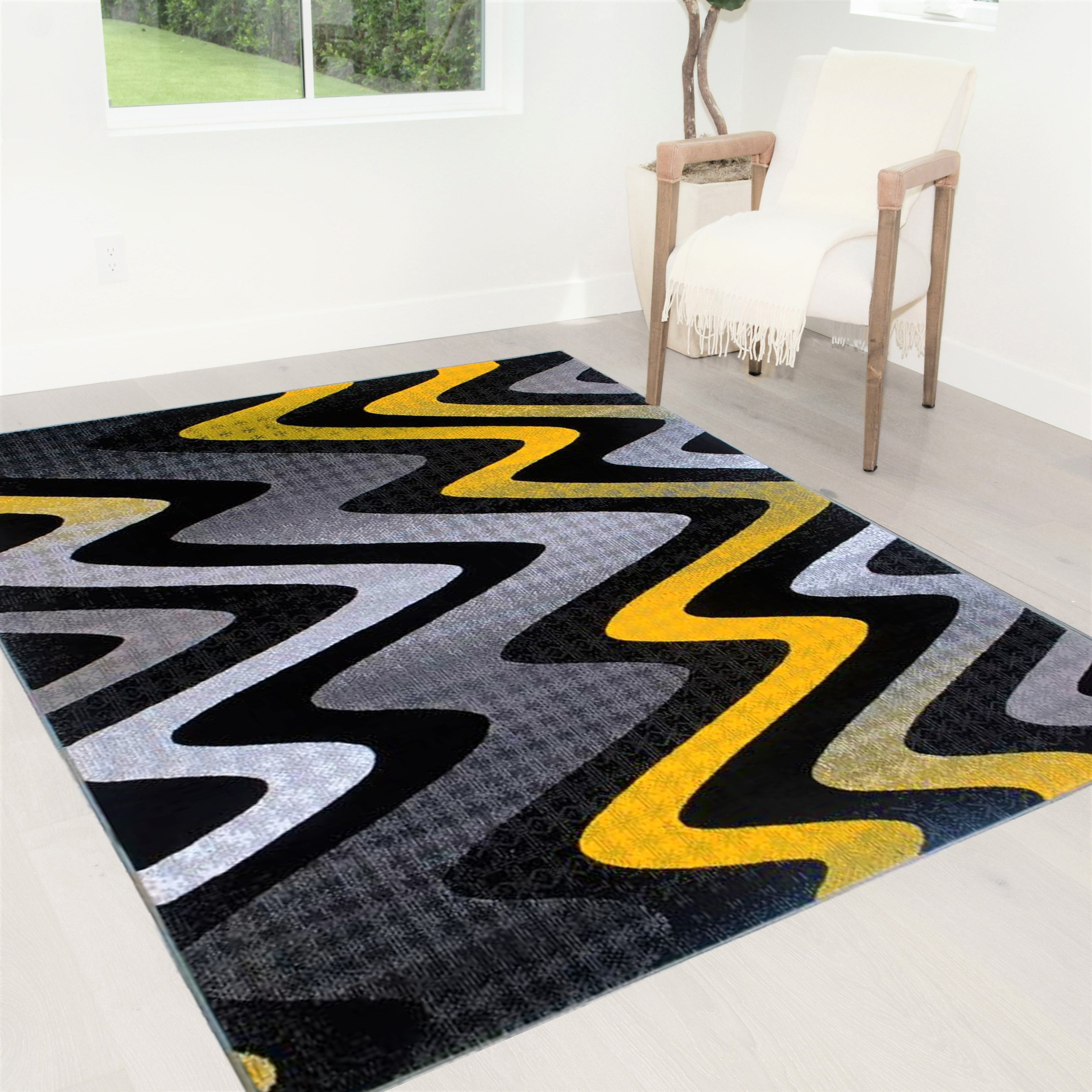 Handcraft Rugs Yellow/Gray/Silver/Black/Abstract Area Rug Modern