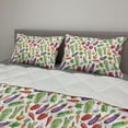 thumbnail image 2 of Vegetable Art Comforter & Sham Bedding Set, Detailed Eggplant Cucumber with Onion and Garlic Healthy Food Ingredients, 3 pcs Duvet Set Microfiber Filling Quilt, 5 Sizes, Multicolor, by Ambesonne, 2 of 4