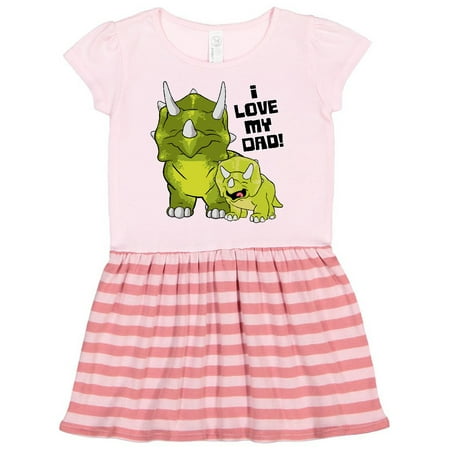 

Inktastic I Love my Dad with Baby and Daddy Triceratops Gift Toddler Girl Dress