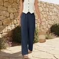 thumbnail image 6 of Dresfit Linen Pants Women Wide Leg Palazzo Pants Summer 2026 Flowy Baggy Pant Button Elastic High Waist Loose Lounge Trousers with Pockets M, 6 of 6