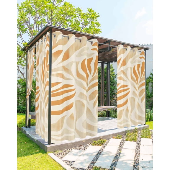 nqOlkjepod Outdoor Curtains for Patio Waterproof, Orange Beige Abstract Outdoor Privacy Panels Grommet, Modern Ombre Vintage Art Blackout Outside Curtains for Porch/Cabana/Pergola 54"x108", 2 Panels