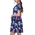 thumbnail image 2 of Easygdp Wine Glasses And Cocktails para Vestido Transpirable de Mujer, Vestido Suelto de Manga Corta con Pliegues y Bolsillos para el Verano, 2 of 6