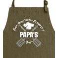 thumbnail image 2 of ThisWear Grilling Accessories Everything Tastes Better Off Papas Grill Two Pocket Apron Military Green, 2 of 7