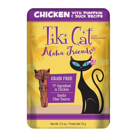 UPC: 0693804112576 | Tiki Cat Aloha Friends Wet Food with Shredded Chicken for Adult Cats & Kittens 12 pk  2.5oz. Pouches  Chicken & Duck  2.5oz. (12 Pack)