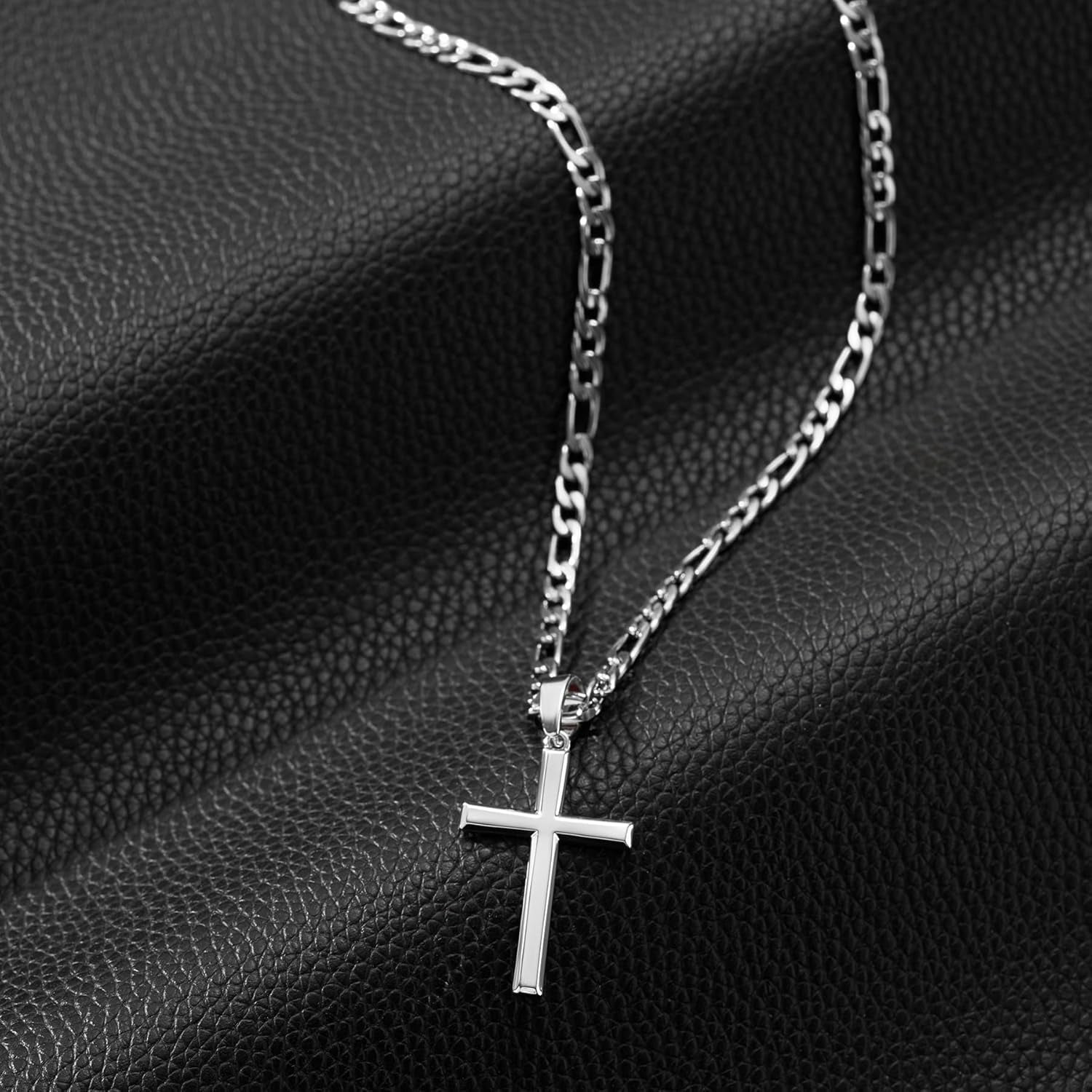 Tilga 18K Gold Over 925 Sterling Silver Cross Necklace for Men/Women, Stainless Steel Cuban/Rope Chain Cross Pendant 18-24 inch, Religious Jewelry Gifts for Men