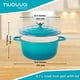 thumbnail image 2 of Olla holandesa de hierro fundido con tapa – Cacerola esmaltada antiadherente apta para horno – Batería de cocina holandesa resistente – Verde azulado, 5 cuartos, 24 cm – de Nuovva, 2 of 5