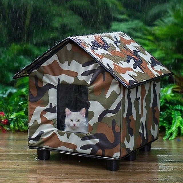 BELOVING Maison pour Chat Extérieure Chenil Anti-Froid Fournitures pour Animaux Maison Pliable Isolée Multicolore
