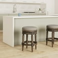 thumbnail image 3 of Maven Lane Pullman Backless Counter Stool in Reclaimed Oak Finish w/ Ash Grey Fabric Upholstery, 3 of 8