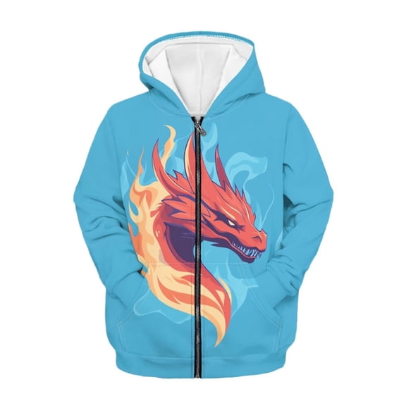 chaqlin Kids Dragon Hoodies for Boys 6-7 Soft Full Zip Up Hoodies Casual Long Sleeve Hooded Sweatshirt with Pockets
