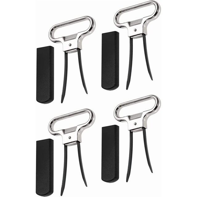 PinesC 4 Pcs Two-Prong/2 Pronged Steel Vintage Wine Bottle Opener No Corkscrew 2 in 1 Cork Puller for Old Corks with Cover Champagne Kitchen Bar Corkscrew Silver,Black