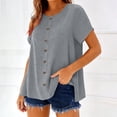 thumbnail image 6 of Admvng Shirts For Women Casual Solid Color Decorative Button Short-Sleeve Top S-2XL, 6 of 10