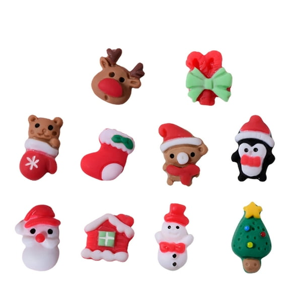 dianhelloya 10Pcs Manicure Decor Exquisite Paste Easily Beautiful Three-dimensional Eco-friendly DIY Resin Christmas Elements Nail Ornaments for Girl