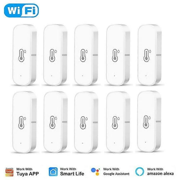 Tuya WiFi Temperature Humidity Sensor Smart Life APP Monitor Smart Home Work With Alexa Google Home No Hub Required--Wifi 10Pcs