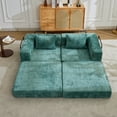 thumbnail image 2 of Miniyam Convertible Chenille Sofa Bed Couch, Modular Folding Floor Sleeper with Armrests, Space Saving Design for Living Room, Green, 2 of 8