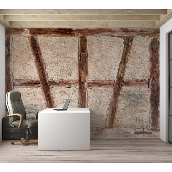 Tiptophomedecor Background & Patterns Wallpaper Wall Mural - Old Barn Beams Concrete