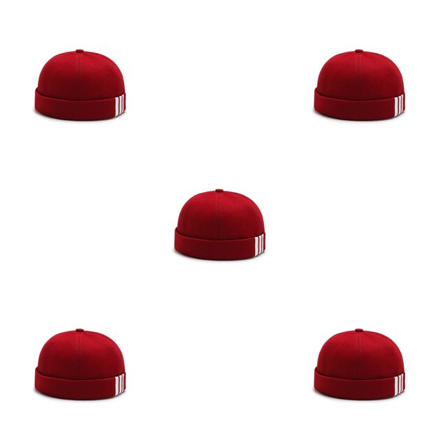 tamizeot Mode Bonnet 3 Rayures Imprimé Rétro Style Marin INS Bonnet Sans Bord Couleur Unie Bonnet Dansant Rouge 5Ensemble