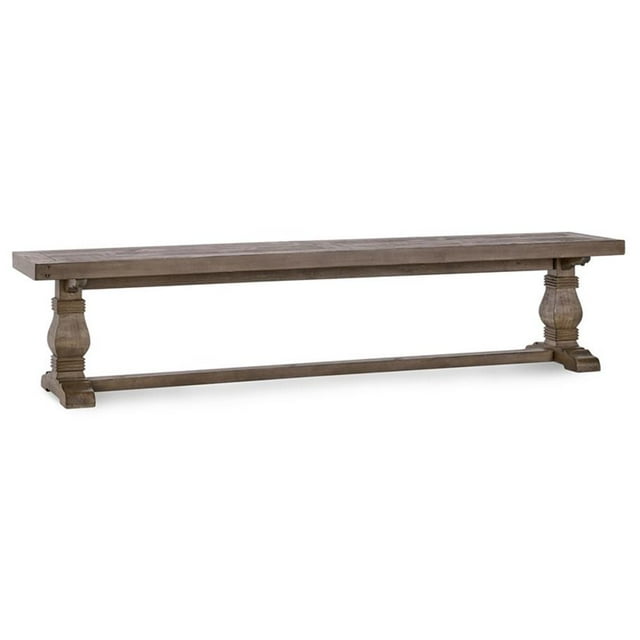 Pemberly Row 83" Transitional Reclaimed Pine Wood Bench in Weathered Brown