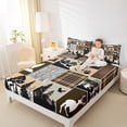 thumbnail image 4 of Homewish Safari Wolves Deer Bed Sheets,Jungle Bear Paws King Sheets,Brown Gray Plaid Sheet Set For Teens,Ultra Soft Home Decor,4 Pieces, 4 of 7