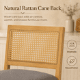 thumbnail image 2 of Bar Stools Sets of 2, LEGAHOME 28" Bar Height Bar Stools, Farmhouse Linen Upholstered Bar Stools with Cane Back, Wood Bar Chairs for Kitchen Island Dining Room, Suitable for 40"-42" Table, Beige Gray, 2 of 9